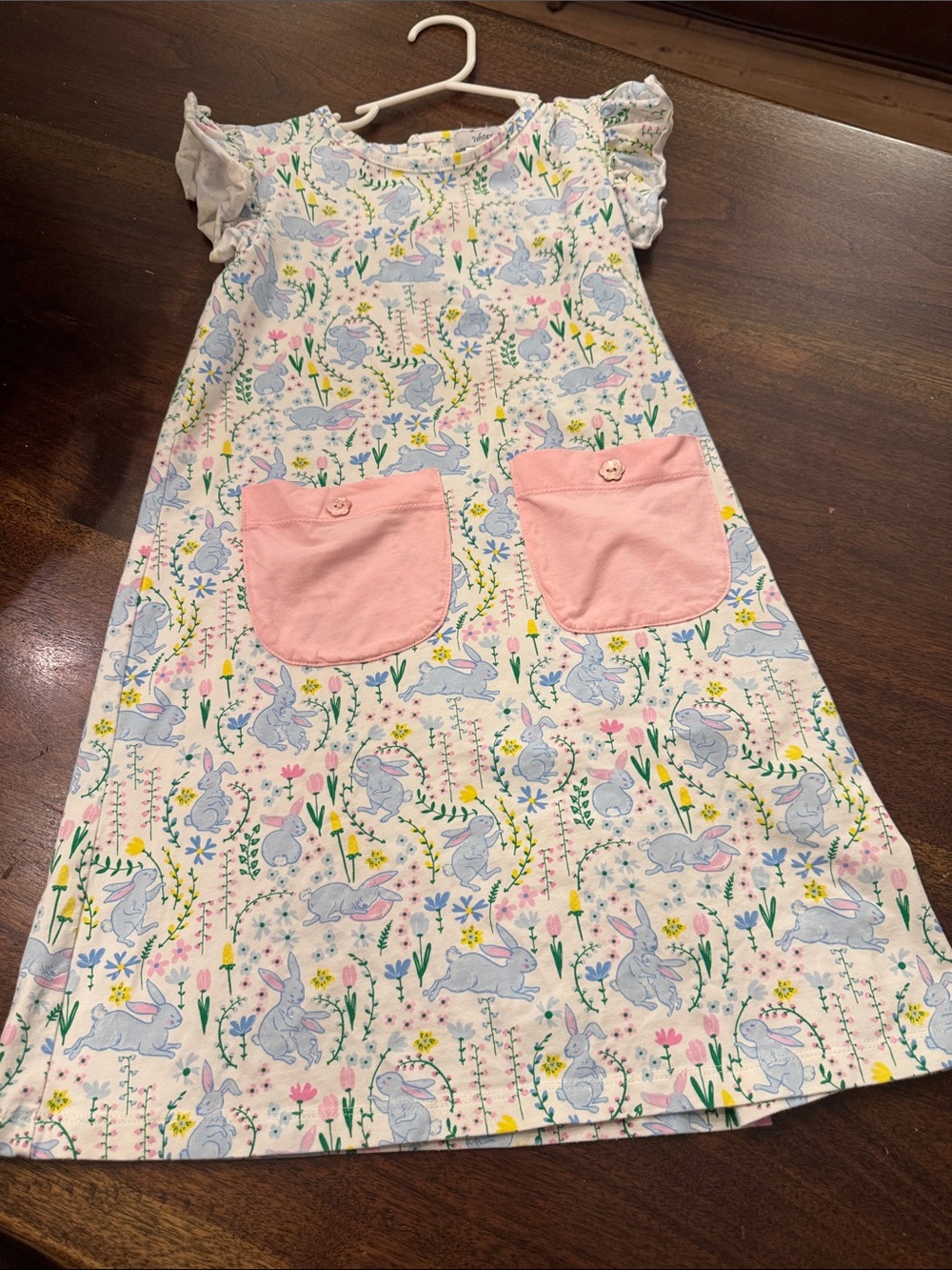 Ishtex Girls' Pink Pocket Bunny dress